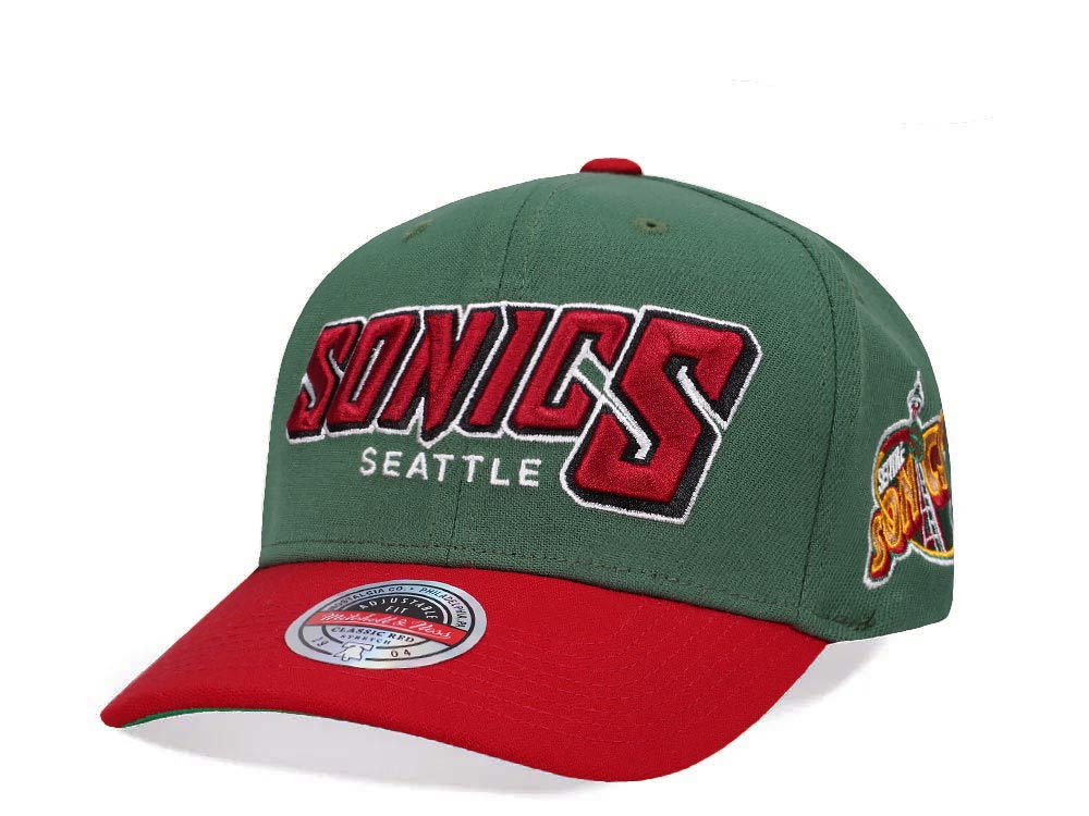 Mitchell & Ness Seattle Supersonics Shredder Stretch Hardwood Classic Red Flex Snapback Cap