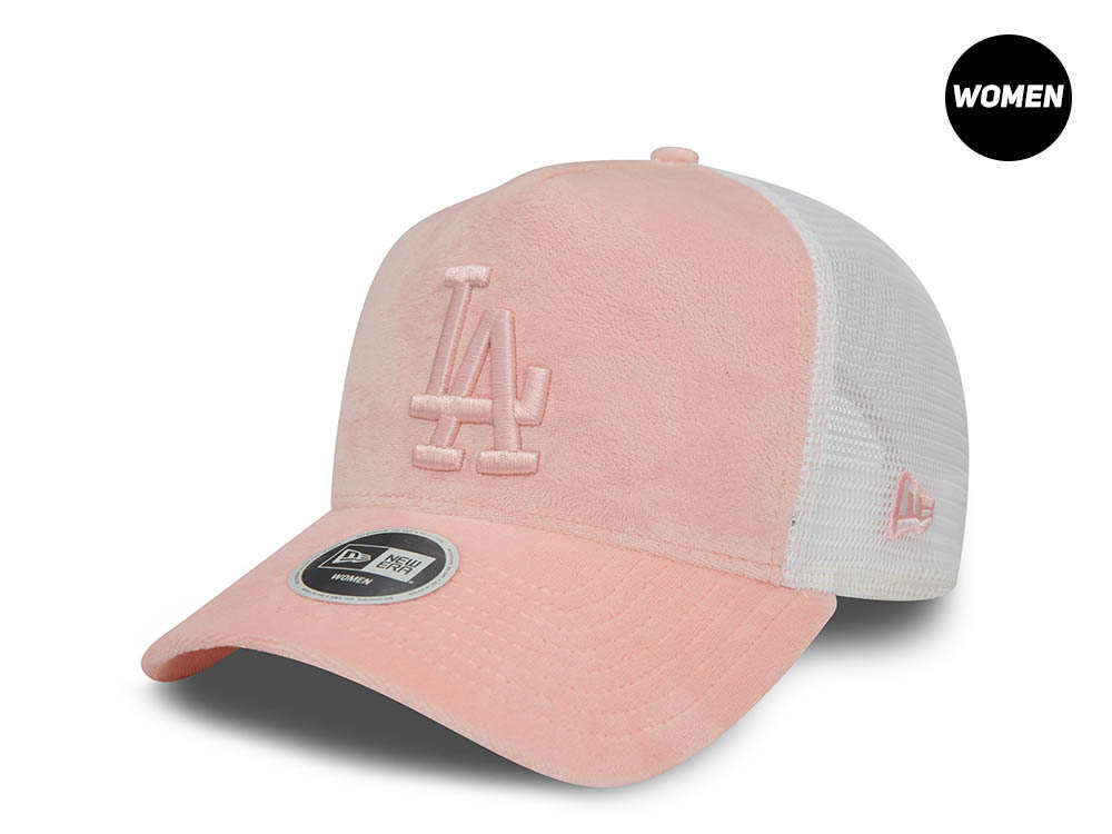 New Era Los Angeles Dodgers Velour Pink Womens Trucker Snapback Cap