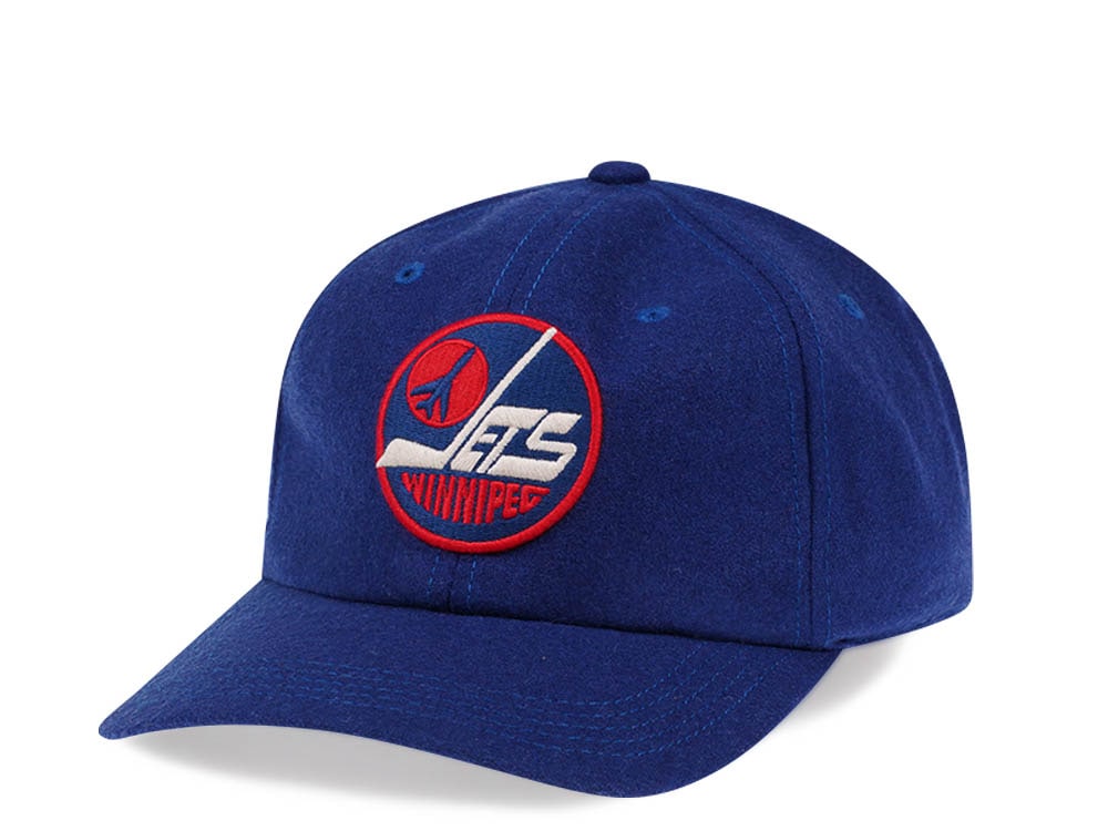 American Needle Winnipeg Jets Blue Curved Archive Wool Strapback Cap