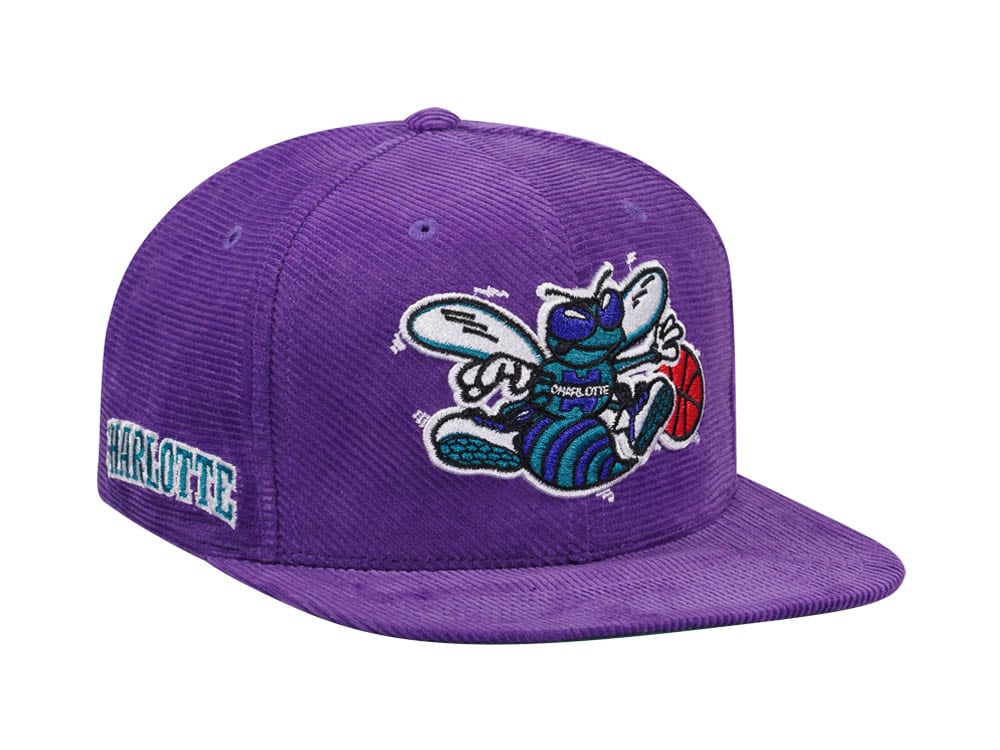 Mitchell & Ness Charlotte Hornets Purple Cord Hardwood Classic Snapback Cap