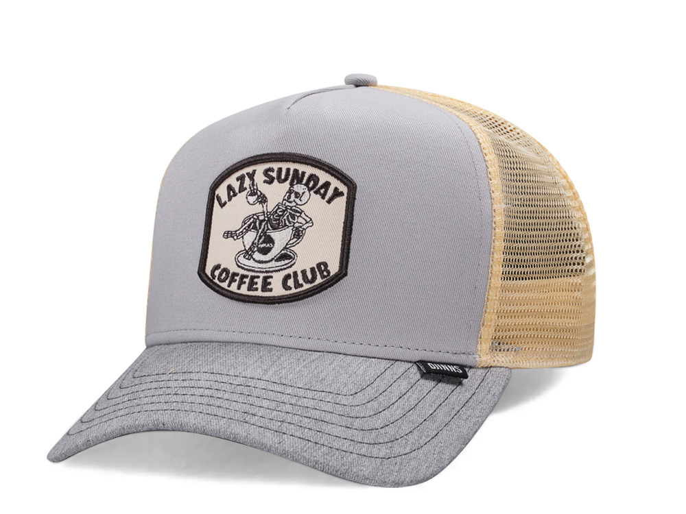 Djinns Lazy Sunday Coffee Club Gray Trucker Snapback Cap