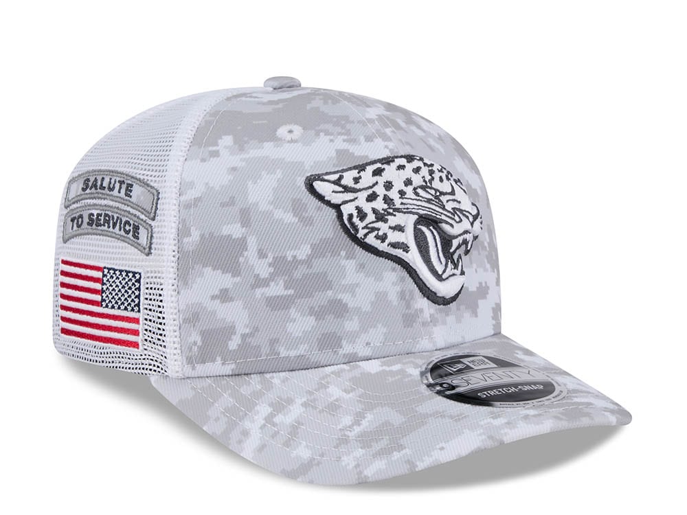 New Era Jacksonville Jaguars Digi Camo Salute to Service 2024 Trucker 9Seventy Snapback Cap