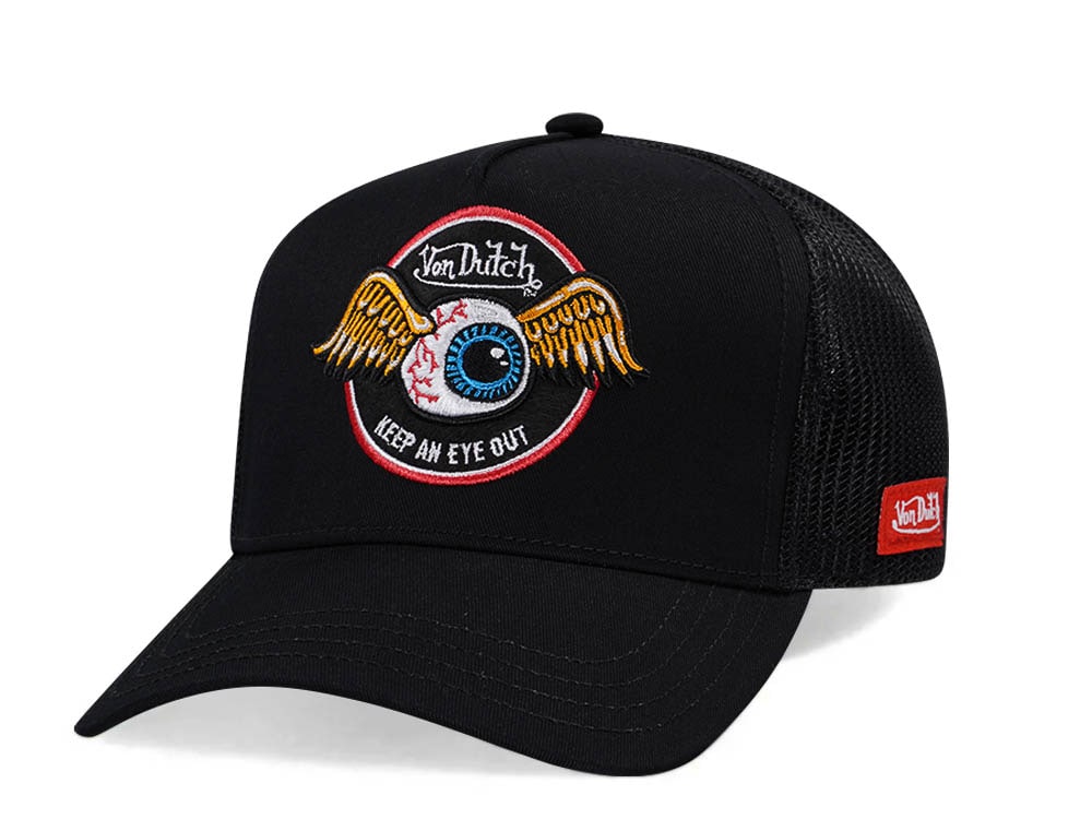 Von Dutch Keep An Eye Out Black Edition Trucker A Frame Snapback Cap