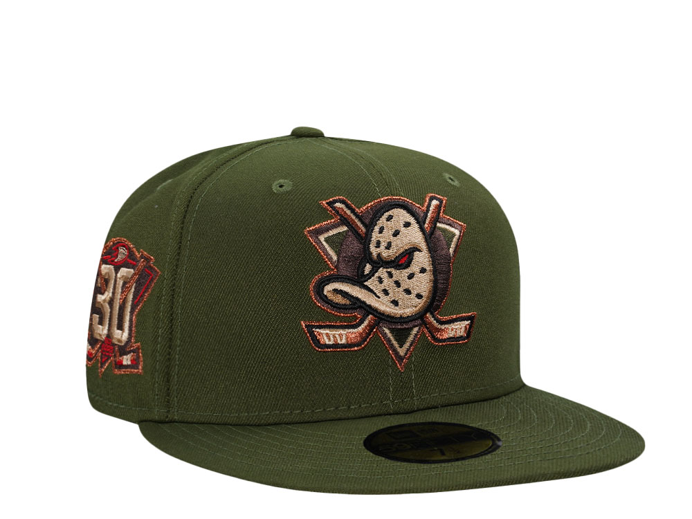 New Era Anaheim Ducks 30th Anniversary Horror Pack Rifle Green Edition 59Fifty Fitted Cap