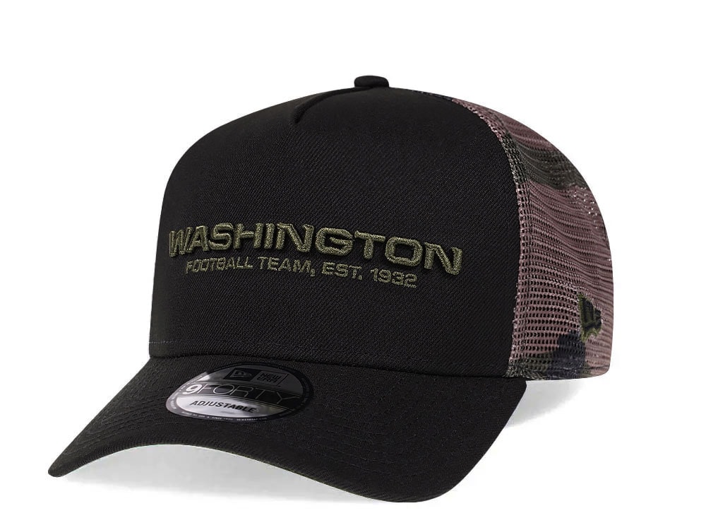 New Era Washington Commanders Camo 9Forty A Frame Trucker Snapback Cap