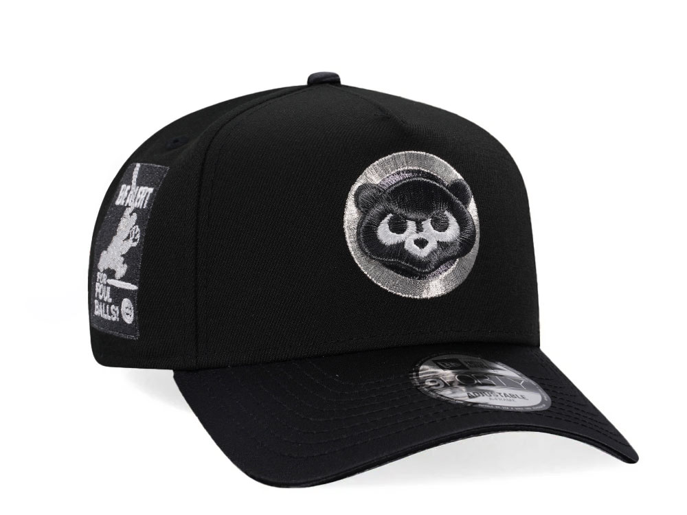 New Era Chicago Cubs Black Satin 9Forty A Frame Snapback Cap