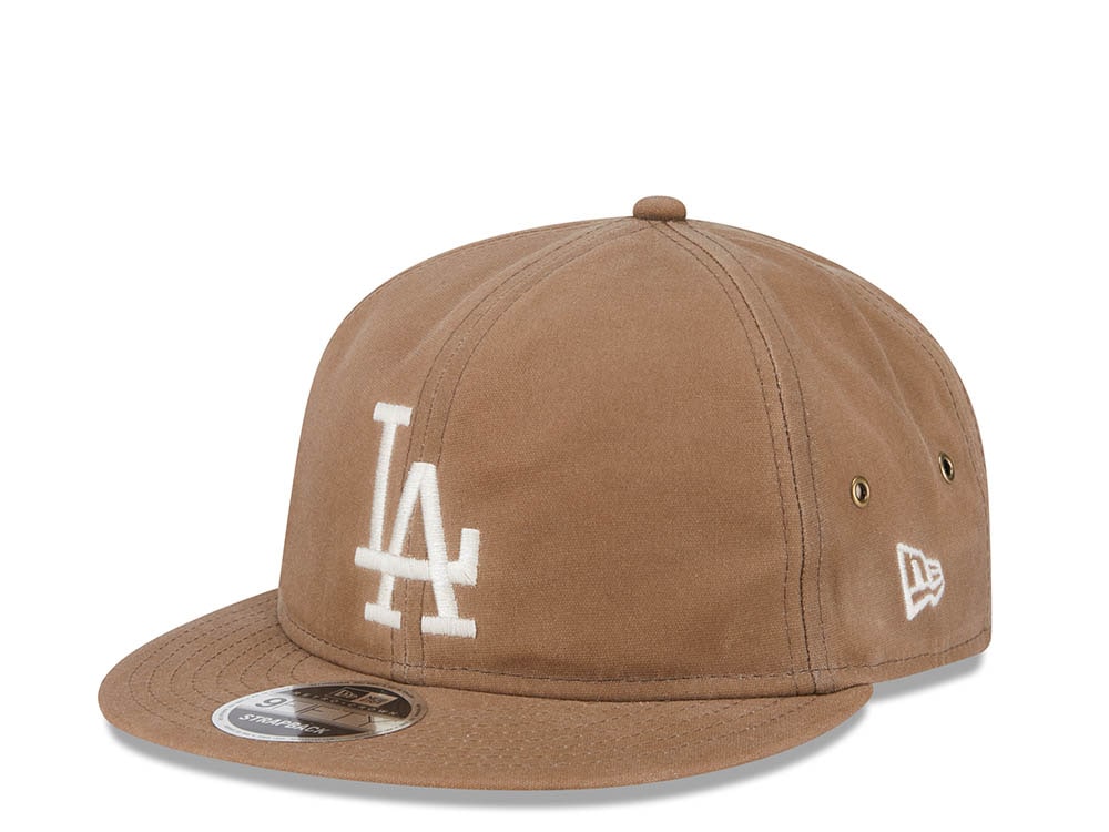 New Era Los Angeles Dodgers Waxed Canvas Khaki 9Fifty Retro Crown Strapback Cap