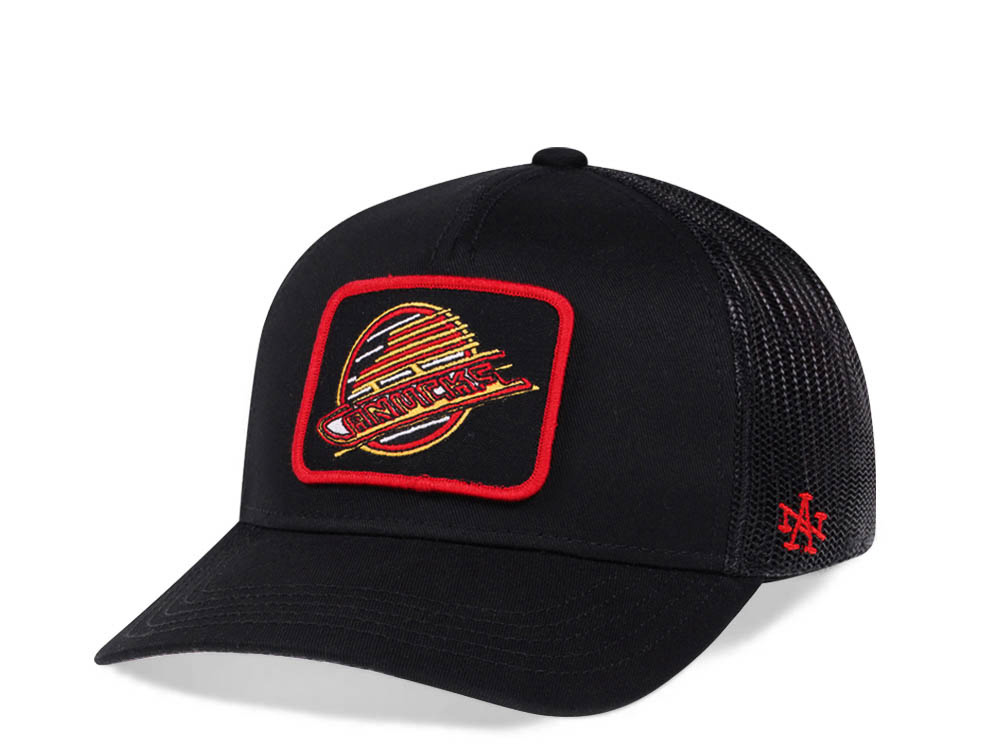 American Needle Vancouver Canucks Black Trucker Snapback Cap