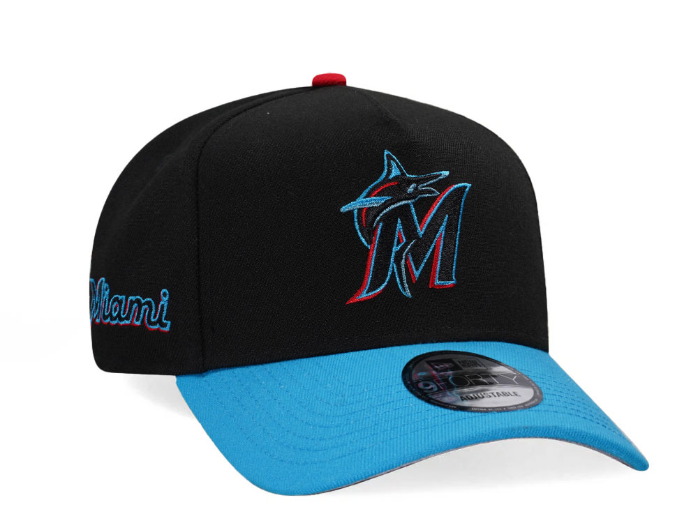 New Era Miami Marlins Black Two Tone Edition A Frame 9Forty Snapback Cap