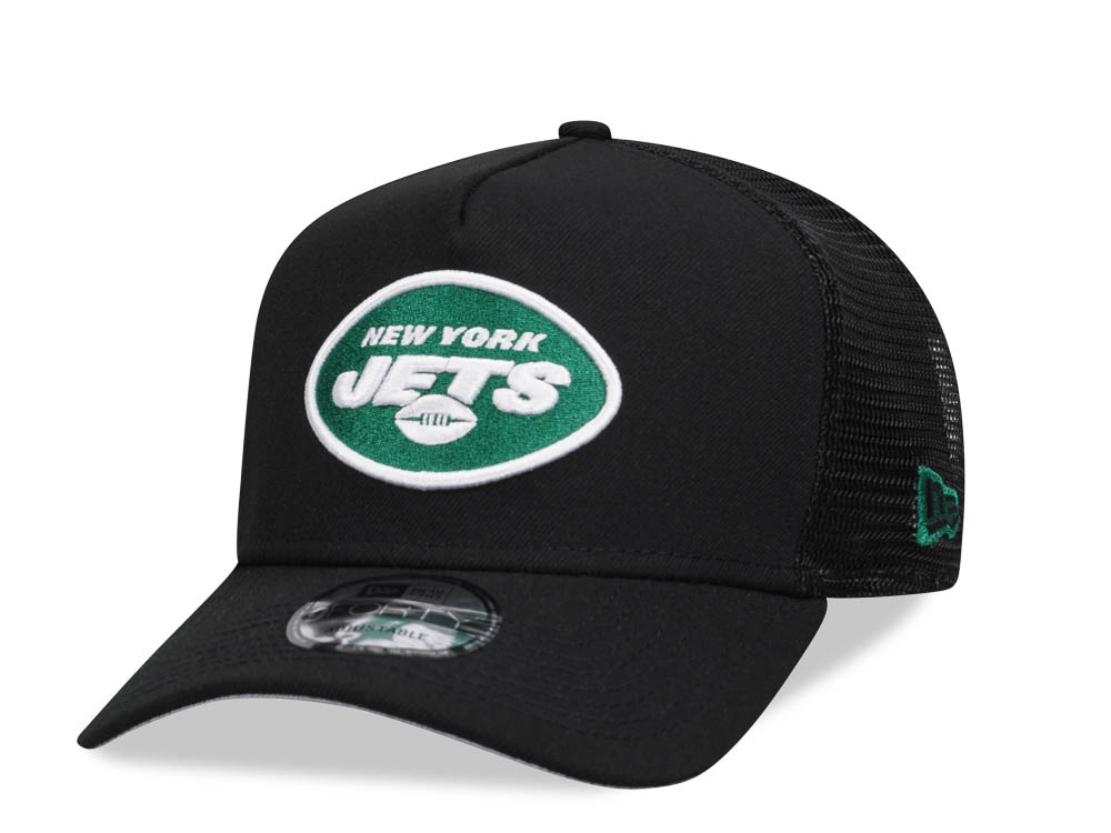 New Era New York Jets Black 9Forty A Frame Trucker Snapback Cap