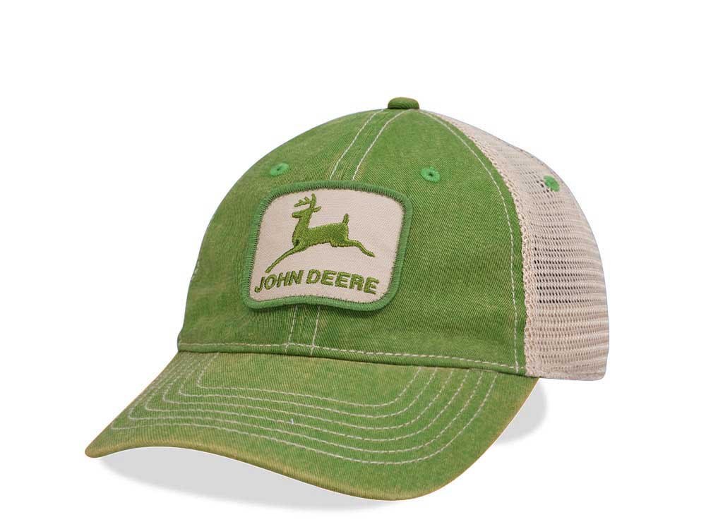 John Deere Logo Green Trucker Strapback Cap