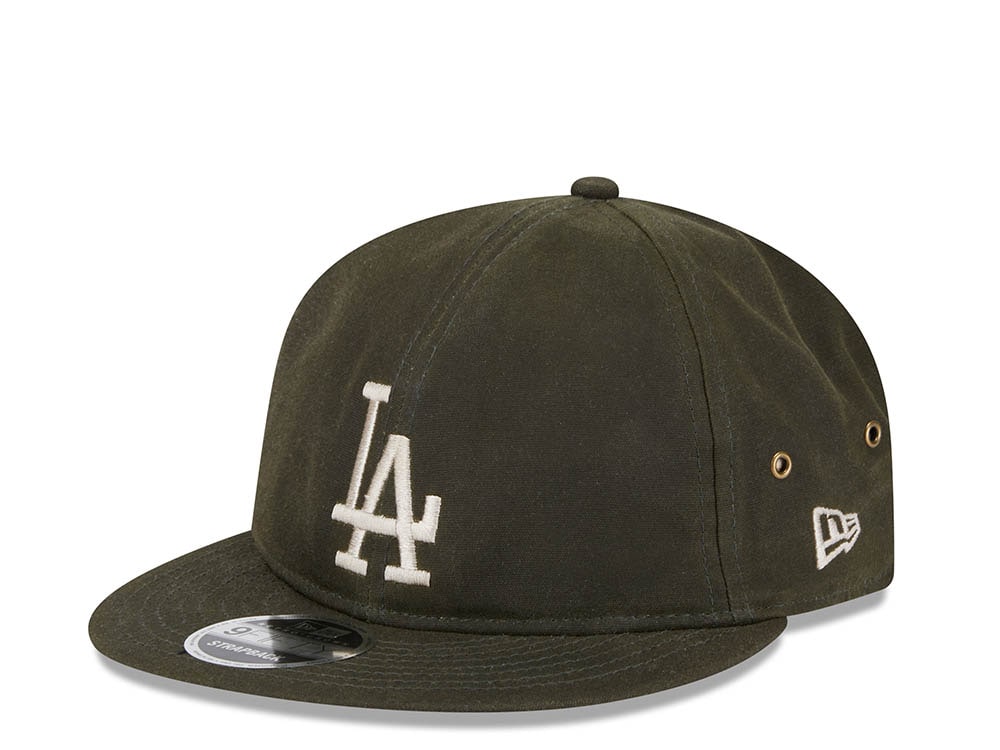 New Era Los Angeles Dodgers Waxed Canvas Olive 9Fifty Retro Crown Strapback Cap