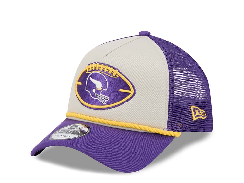 New Era Minnesota Vikings Sideline 2024 9Forty A Frame Trucker Snapback Cap