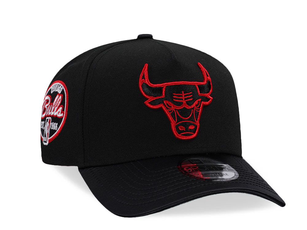 New Era Chicago Bulls 58 Years Black Satin Brim Two Tone 9Forty A Frame Snapback Cap