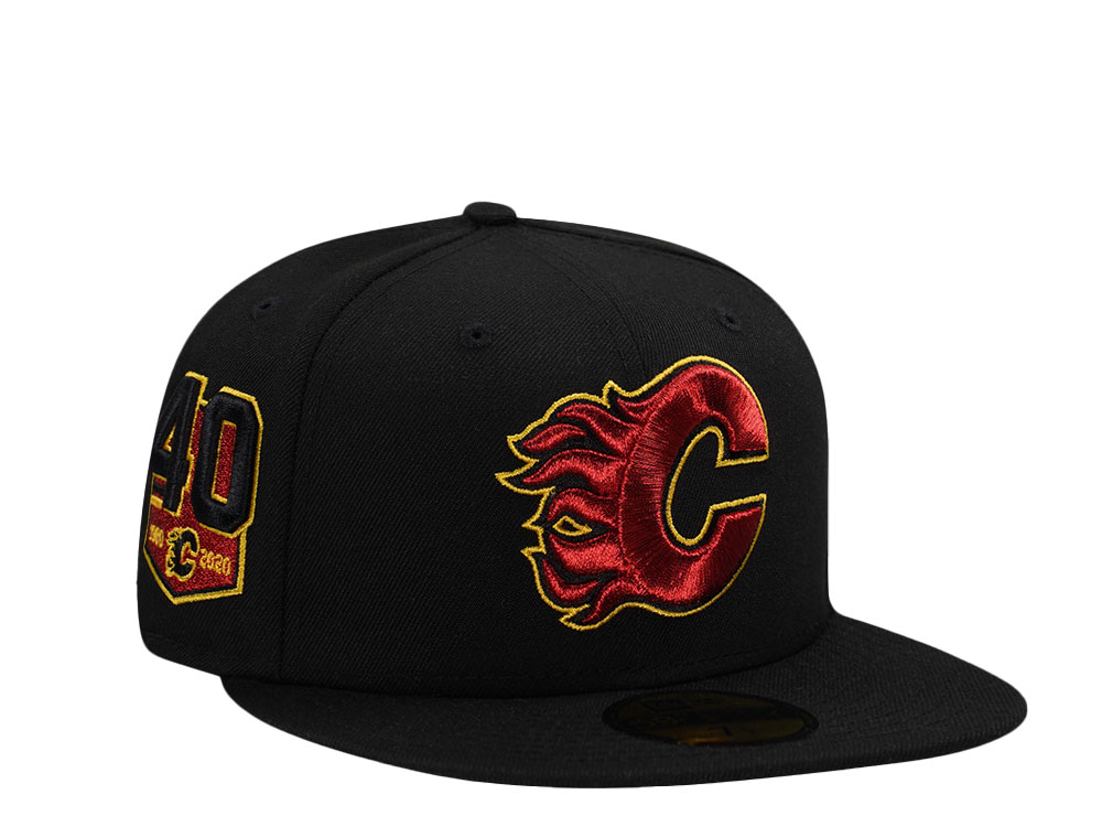 New Era Calgary Flames 40th Anniversary Black Metallic Edition 59Fifty Fitted Cap