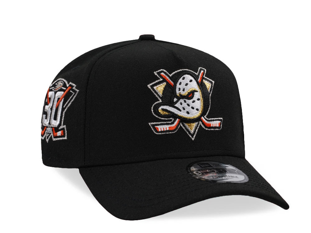 New Era Anaheim Ducks 30th Anniversary Black Edition 9Forty A Frame Snapback Cap