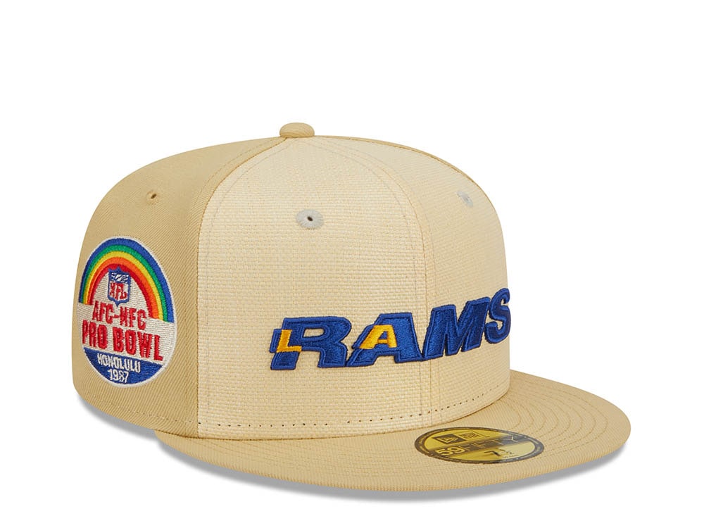 New Era Los Angeles Rams Pro Bowl Honolulu 1987 Raffia Front Vegas Gold Edition 59Fifty Fitted Cap