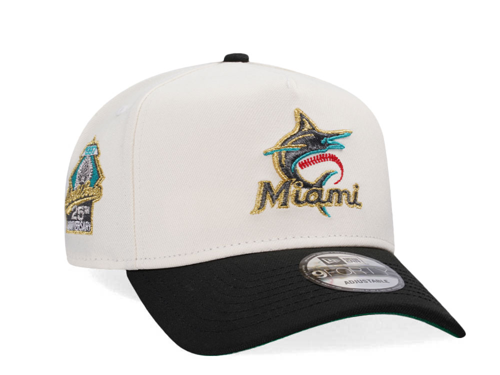 New Era Miami Marlins 25th Anniversary Chrome Gold Two Tone Edition A Frame Snapback Cap