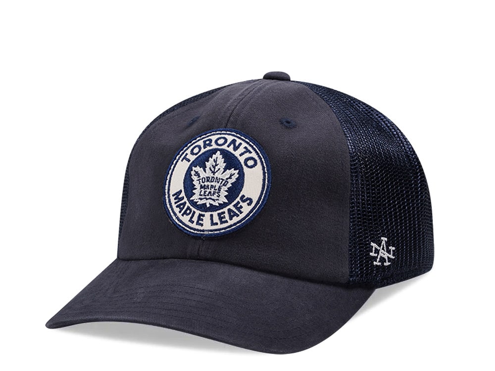 American Needle Toronto Maple Leafs Raglan Bones Navy Trucker Snapback Cap