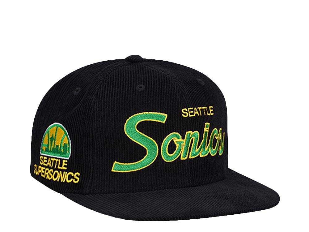 Mitchell & Ness Seattle Supersonics Cord Script Hardwood Classic Snapback Cap